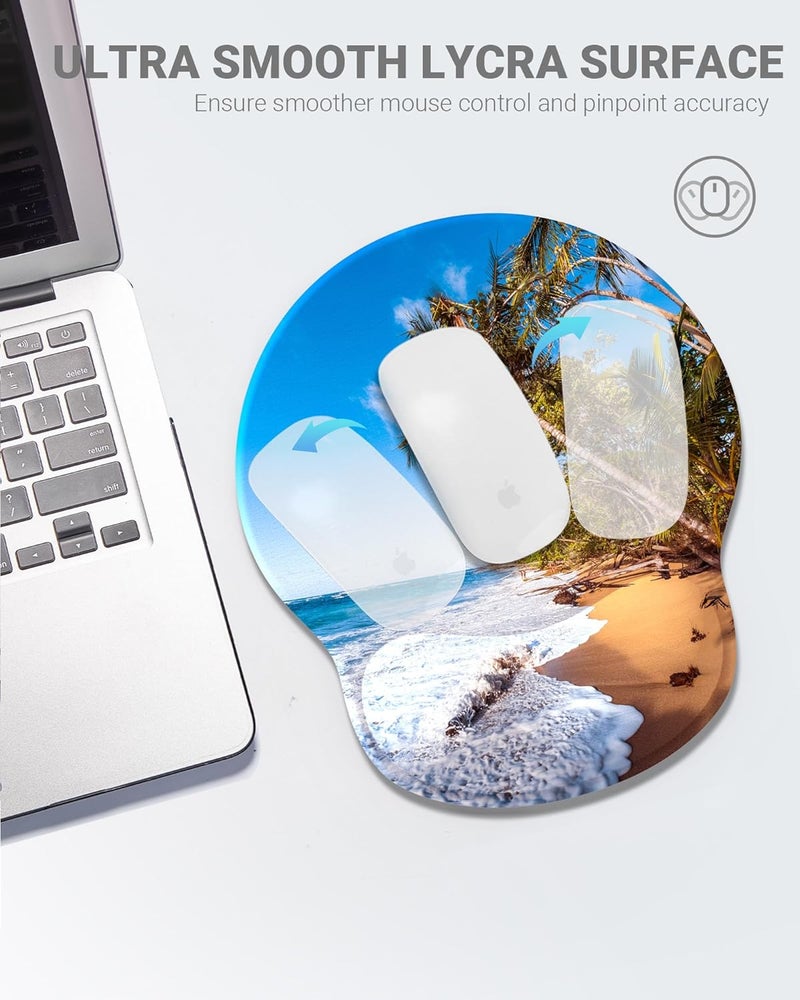 Laborio Ergonomic Mouse Pad Wrist Support, Comfortable Mouse Pad Wrist Rest, Relieve Wrist Pain Gel Mouse pad, Non-Slip Rubber Base Mousepad for Laptop, Computer(Beach) - Image 5